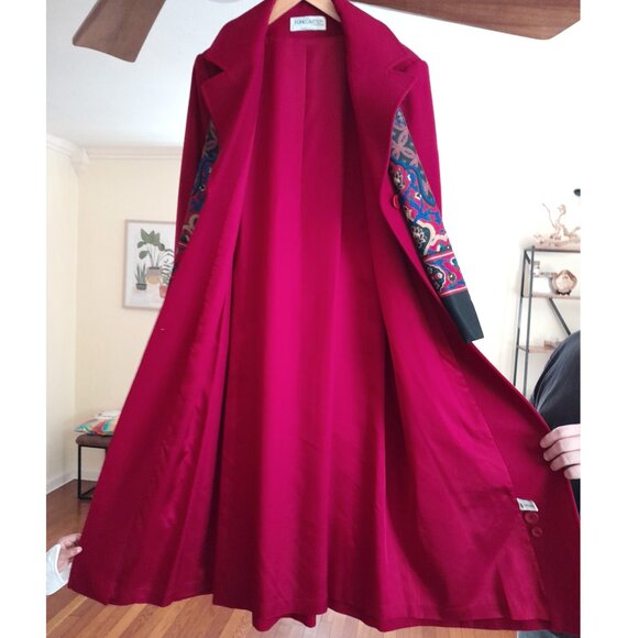 SOLD🔴🔴🔴🔴🔴🔴Vintage Dark Red Wool Forecaster Trench Coat Women's size 12 - Picture 4 of 8